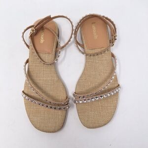 Larroude Patmos Crystal Sandal in Cristal